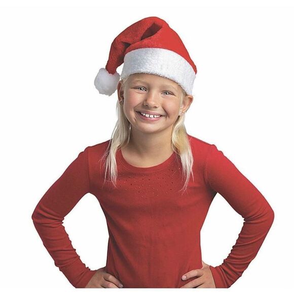 New in Package 12 Piece Childrens Youth Santa Christmas Hats - Picture 1 of 3